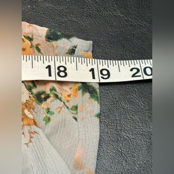 Anthro MAEVE Floral Sheer Sleeveless Tunic Gray Peach Ruffle Size Small - Picture 8 of 11